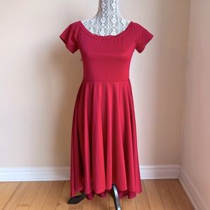Vintage open shoulders red dress